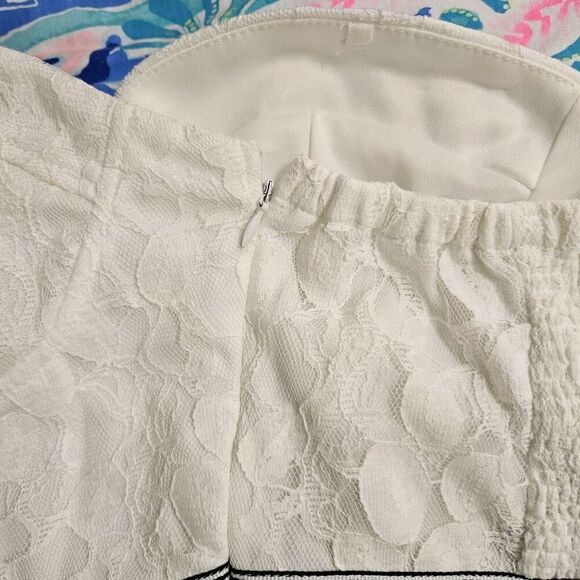 Gianni Bini Womens Medium Strapless Blue Maxi Dress With White Lace Bodice NWT - Picture 10 of 12